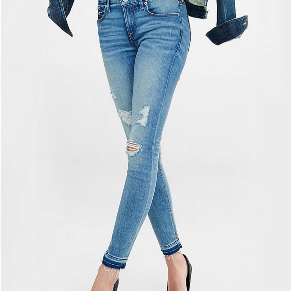 Express released hem distressed jeans